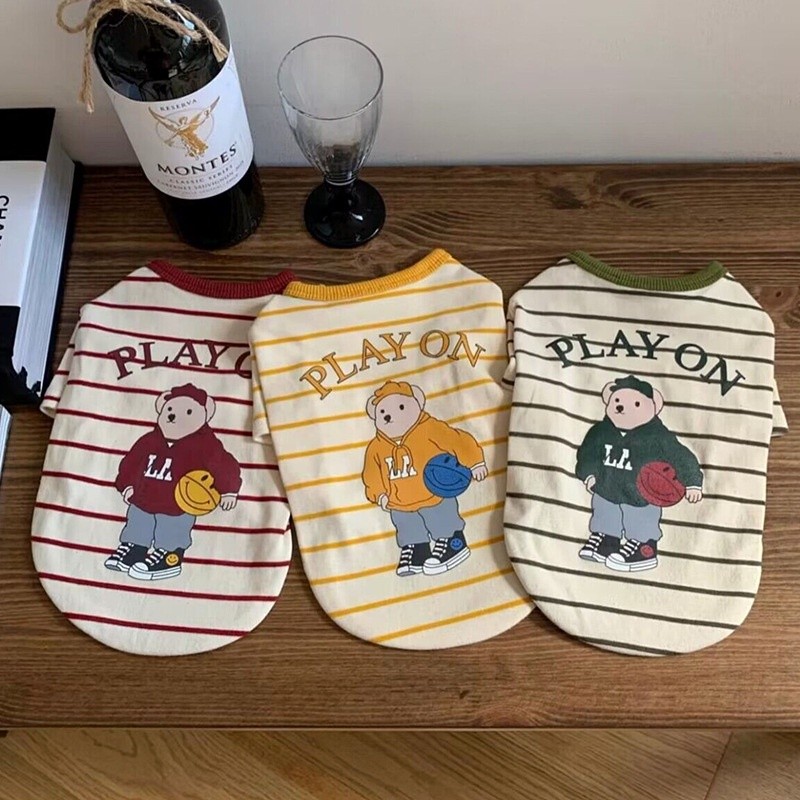 【Hipidog】เสื้อกั๊ก เสื้อยืด พิมพ์ลายหมี สําหรับสัตว์เลี้ยง สุนัข แมว