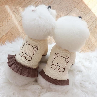 【Hipidog】เสื้อผ้าสัตว์เลี้ยง ชุดเดรสกระโปรง ลายหมีน่ารัก สําหรับสุนัข แมว