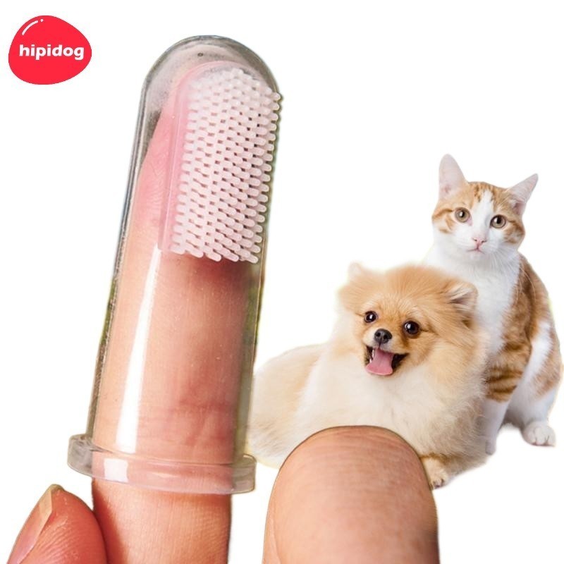 【Hipidog】แปรงสีฟันซิลิโคนใส แบบนิ่ม สําหรับทําความสะอาดฟันสุนัข จํานวน 1 ชิ้น