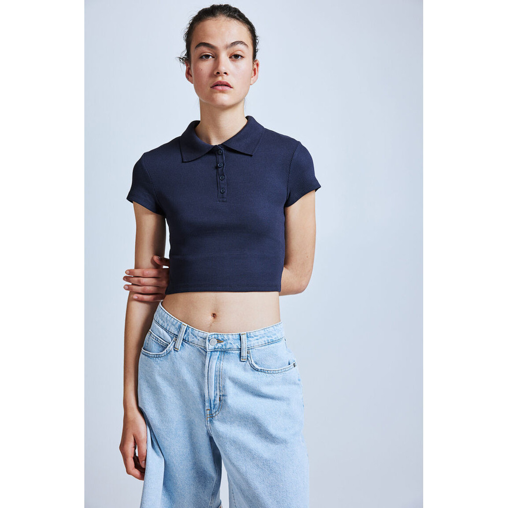 H&M Woman Ribbed polo shirt 1246162_5