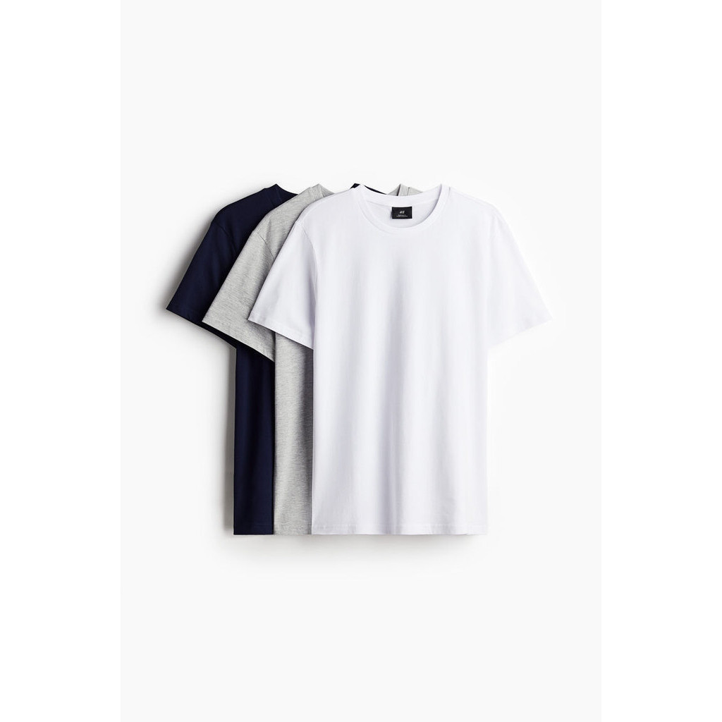 H&M(เอชแอนด์เอ็ม) ชุดเสื้อยืด Regular Fit 3 ตัว ผู้ชาย 0945531_11