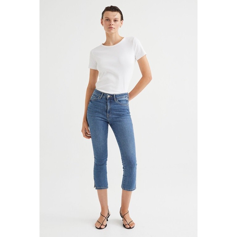 H&M กางเกงยีนส์ครอปเอวสูงทรงสกินนี่ Woman Skinny High Cropped Jeans 0872261_1