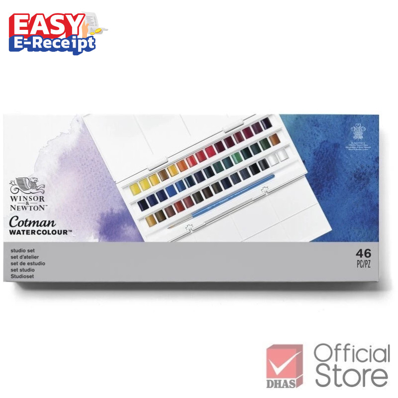Winsor&Newton สีน้ำ ชุดสีน้ำก้อนคอทแมน 45 สี HALF PAN #0390471 จำนวน 1 ชุด
