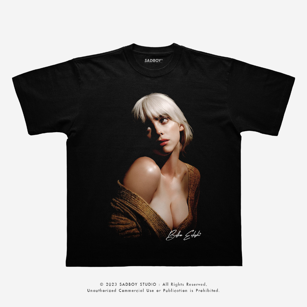 （จัดส่งทันที）เสื้อยืด Billie Eilish เสื้อทรงหลวมลำลอง ไซส์ S-5XL