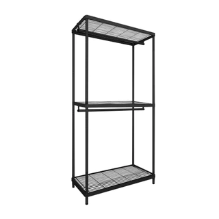 KASSA HOME ราวแขวนตั้งพื้น 2 ชั้น พร้อมชั้นวาง เหล็กพ่น รุ่น LINEAR-LN90-2-6 ขนาด 90 x 45 x 180 ซม.