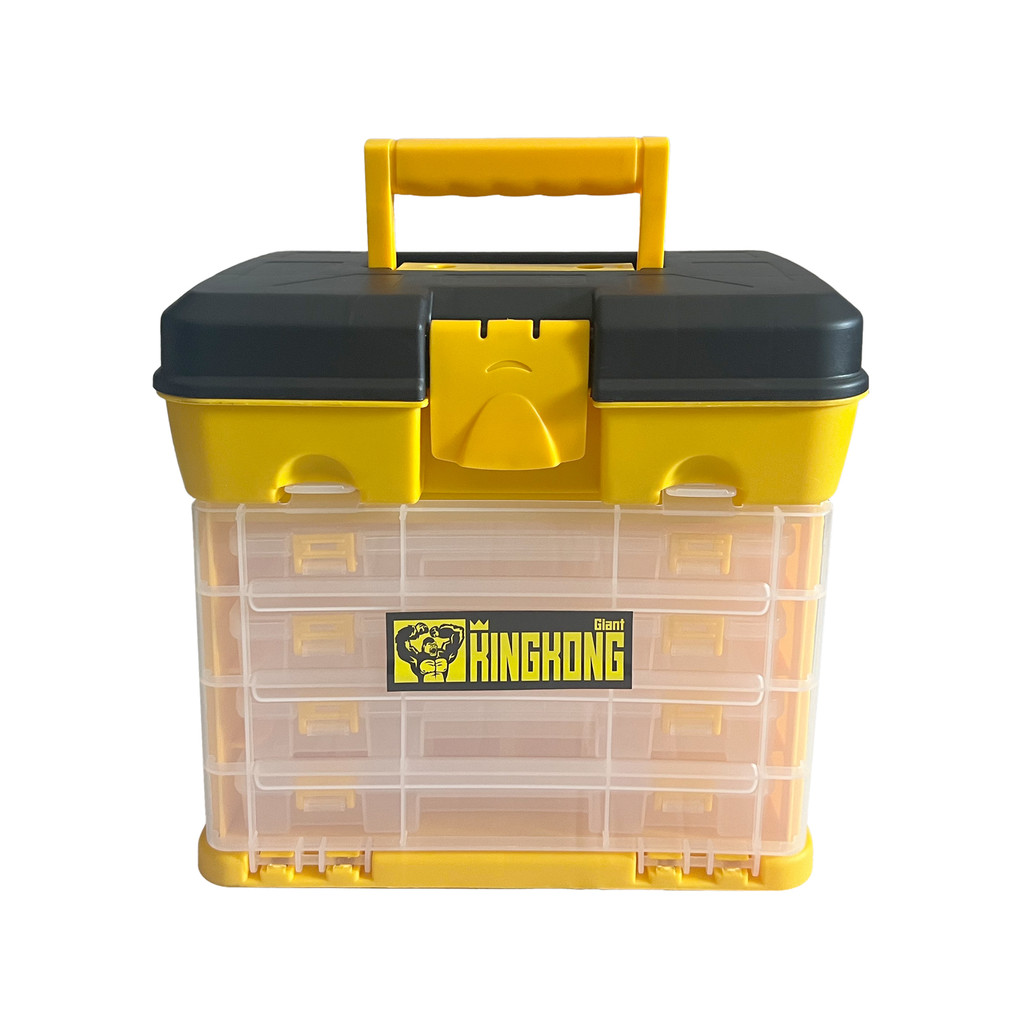 GIANT KINGKONG กล่องใส่อะไหล่พลาสติกพร้อมกล่องใส 4 ชั้น รุ่น HL30120 สีดำ - เหลือง