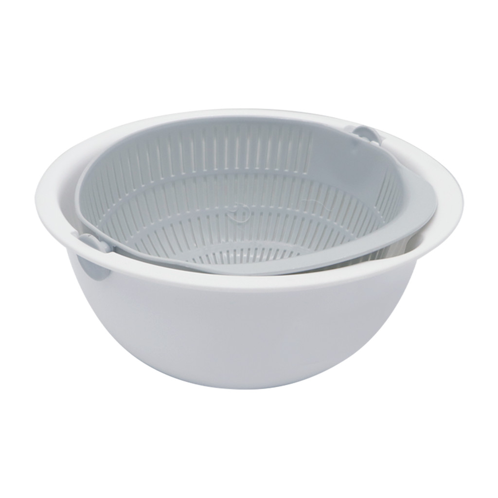 KASSA HOME ตะกร้าและกะละมังพลาสติกล้างผัก รุ่น JCP-5122 ขนาด 28.4 x 27.2 x 13.5 ซม. สีขาว