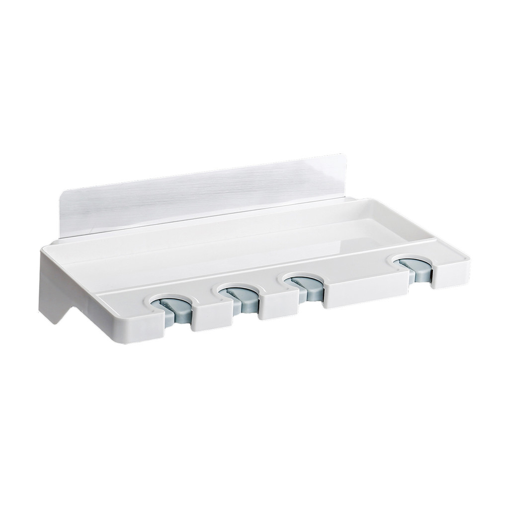 KASSA หิ้งวางของพลาสติกพร้อมที่แขวนแปรงสีฟัน รุ่น KS-FQ-001 ขนาด 25 ซม. สีขาว