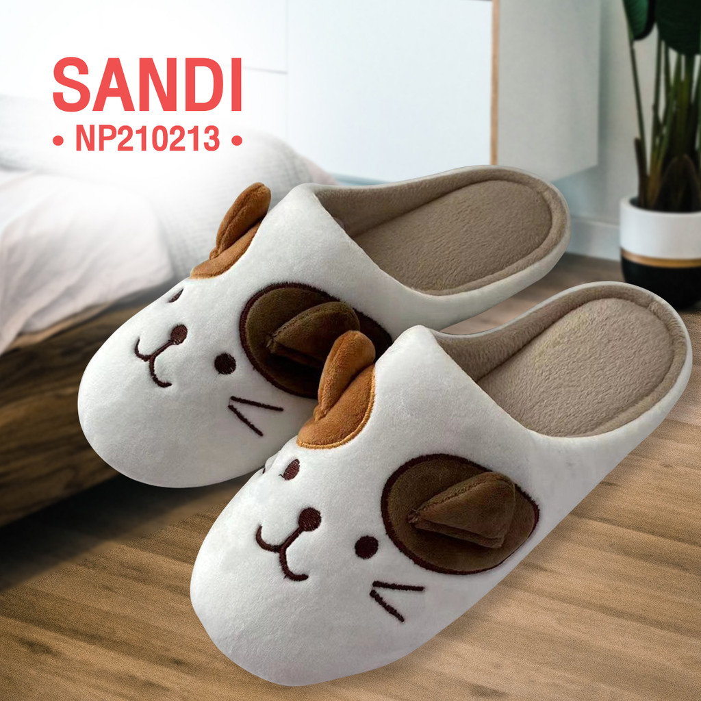 SANDI รองเท้าใส่ในบ้าน Mew Super Soft รุ่น NP210213 สีขาว - น้ำตาล