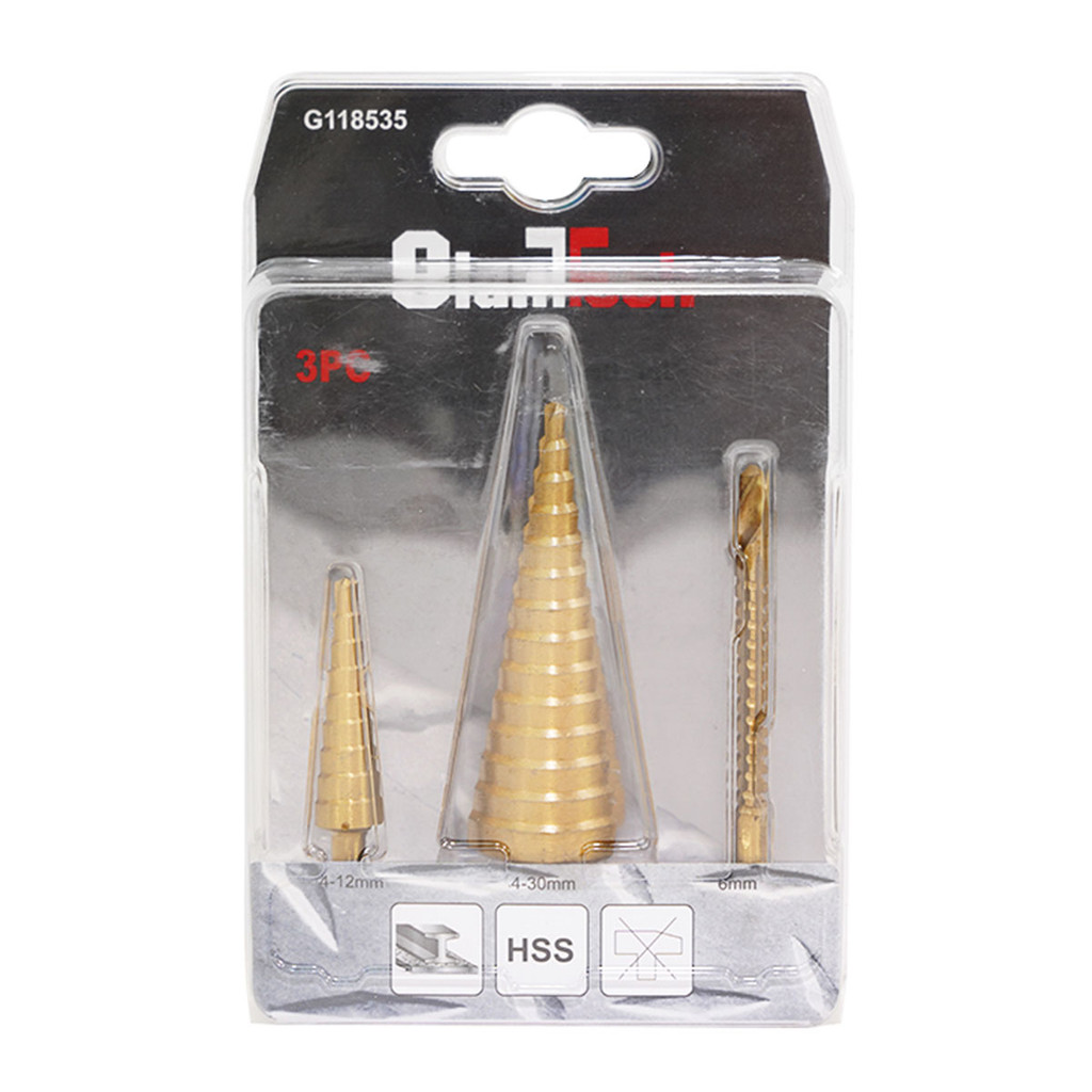 GIANTTECH ชุดดอกสว่านเจาะเหล็ก รุ่น G118535 ขนาด 10.2 x 15.8 x 3.7 ซม. (แพ็ค 3 ชิ้น) สีทอง