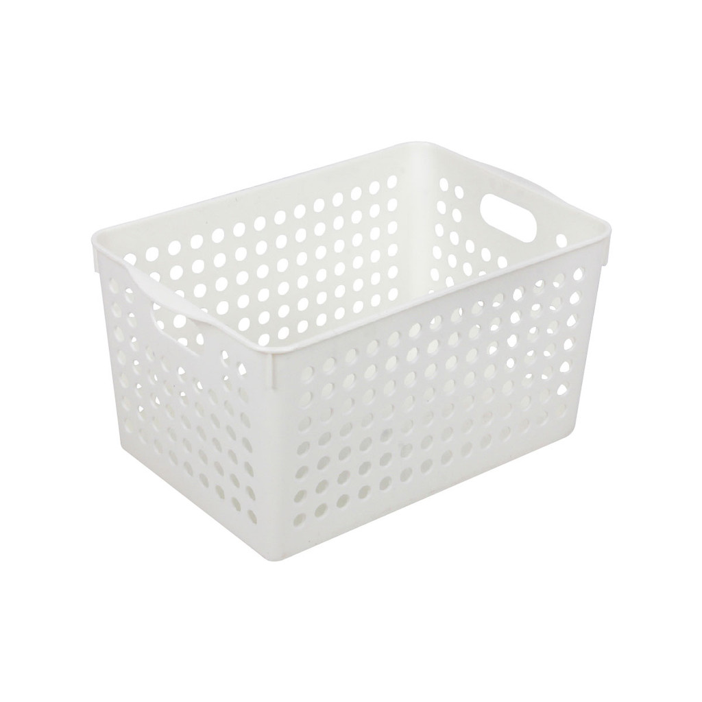 KASSA HOME ตะกร้าอเนกประสงค์ทรงเหลี่ยมสูง Circle รุ่น TG54254-S ขนาด 27.5 x 18 x 14 ซม. สีขาว