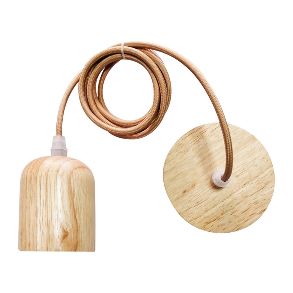 LUZINO ชุดขั้วหลอดไฟไม้ (E27x1) รุ่น WS-W03 สีไม้