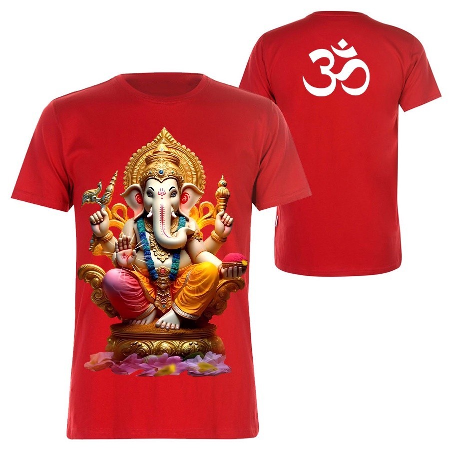 เสื้อยืดลายไทยพระพิฆเนศออกแบบเดิม 2024 ใหม่ผ้าฝ้ายแท้ด้านบนเสื้อผ้าโชคดีราคาถูกพร้อมส่งเสื้อวัฒนธรรมทางศาสนา