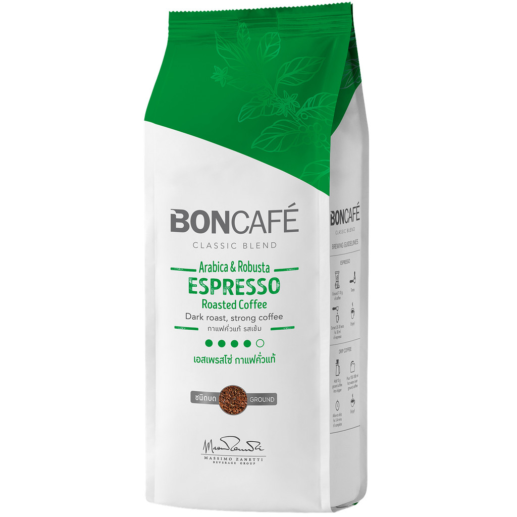 กาแฟคั่วบด รสชาติเข้มข้นแบบเอสเปรสโซ Boncafe Espresso Coffee 250G