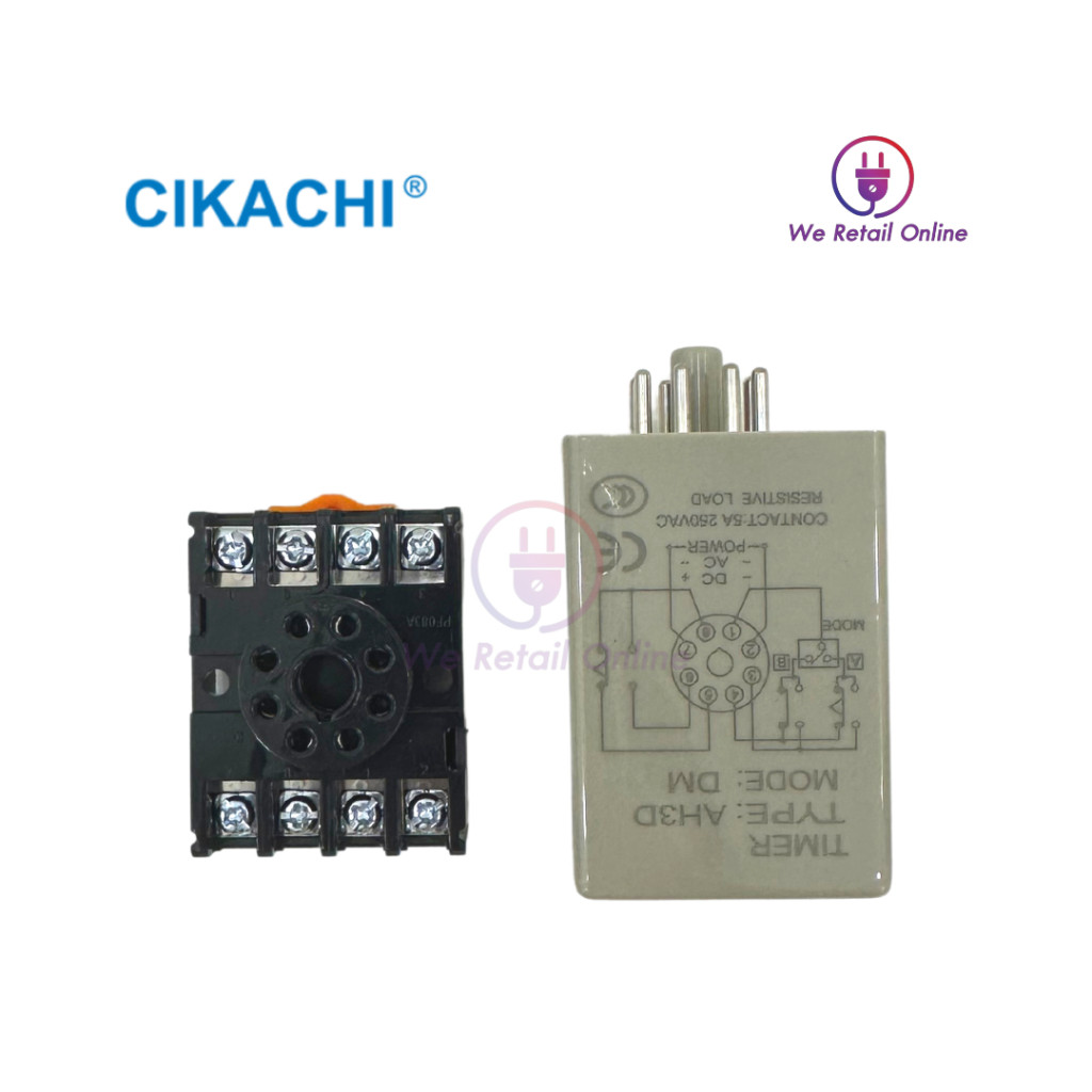 DIGITAL TIMER  AH3D-DM 220VAC CIKACHI+ซอคเก็ต CIKACHI PF083A (8-TM-D101)