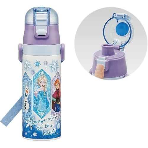 Skater ขวดน้ําสแตนเลสสําหรับเด็กเครื่องดื่มโดยตรง 470ml เด็กที่เป็นมิตรน้ําหนักเบาประเภท Disney Anna และ...