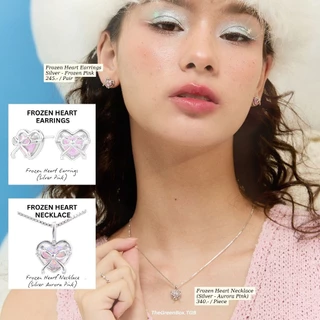 (🔥เก็บโค้ดลดเพิ่มที่หน้าร้าน) ต่างหู Frozen Heart Earrings ก้านเงินแท้ S925 - The Green Box