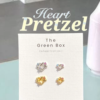 ต่างหู Heart Pretzel Stud Earrings (มี 2 ขนาด) ก้านเงินแท้ S925 - The Green Box