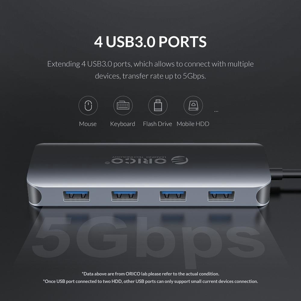 [ออกใบกำกับภาษีได้ E-TAX] ORICO MC-U111P USB-C Docking Station USB3.0 HDMI VGA 100W PD RJ45 Card Reader Audio Adapter