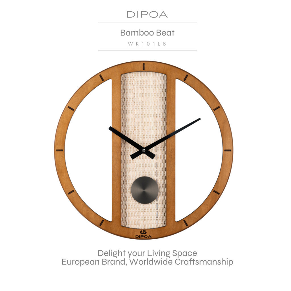 DIPOA Bamboo Beat (WK101LB) นาฬิกาแขวนผนัง จากไม้ หน้าปัดไม้ไผ่สาน สไตล์ local