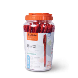 Quantum ปากกา ปากกาแดง ปากกาโหล ปากกาลูกลื่น สเก็ต 555 แดง 0.5 จำนวน 50 ด้าม