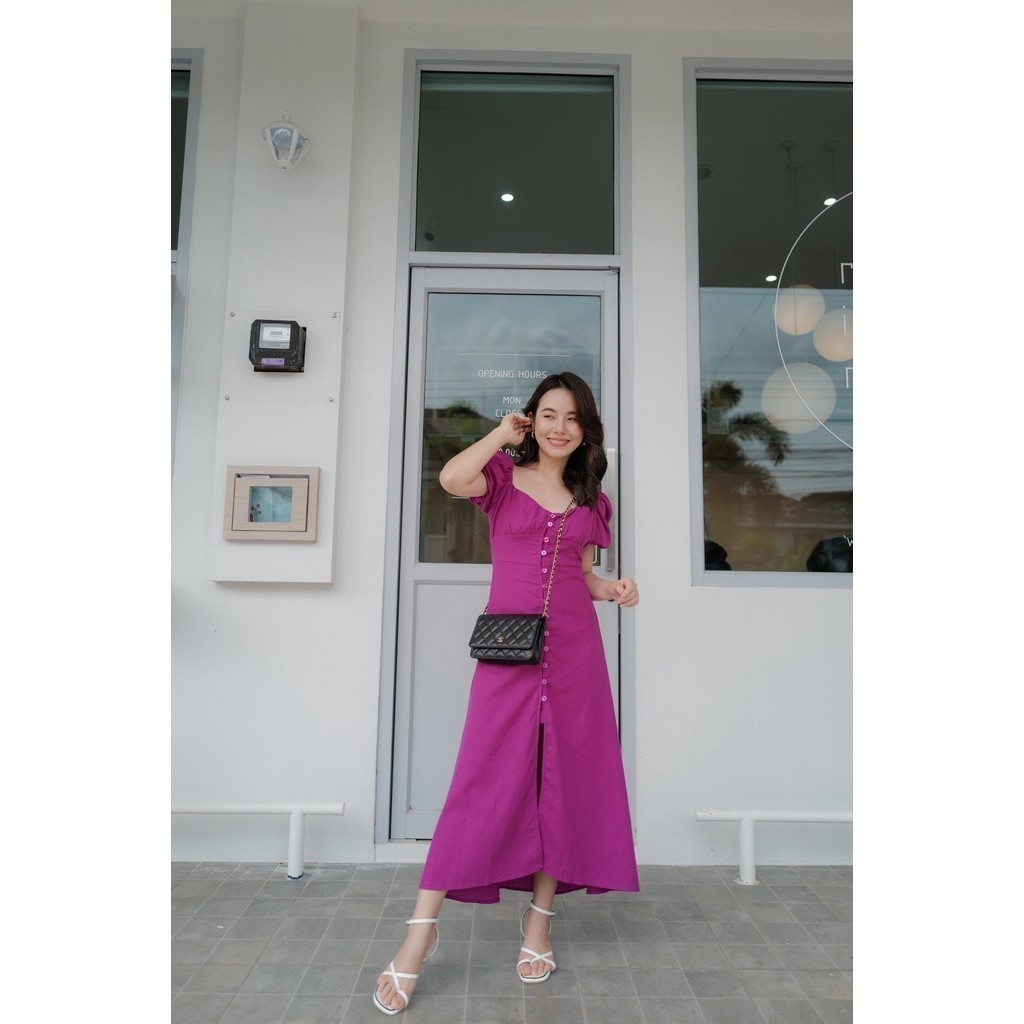 MyWay Brand : Dress ชุดเดรส Magenta Long