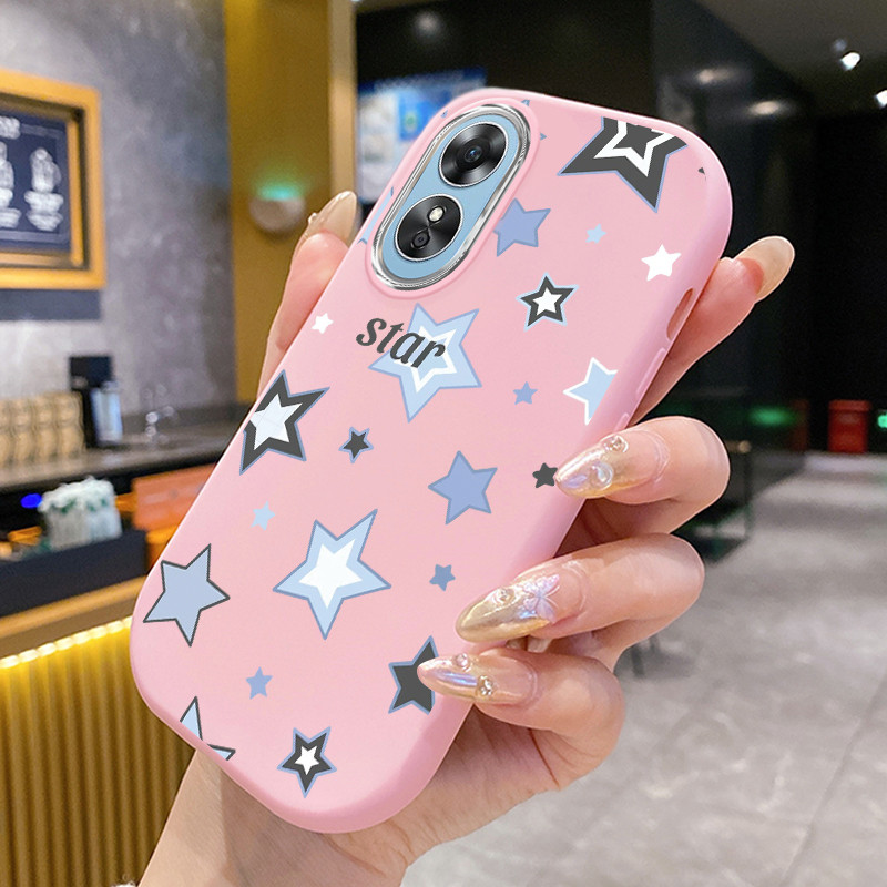 เคสสำหรับ OPPO A17 A17K เคสป้องกันซิลิโคนกันกระแทกเคสโทรศัพท์มีลายดาว