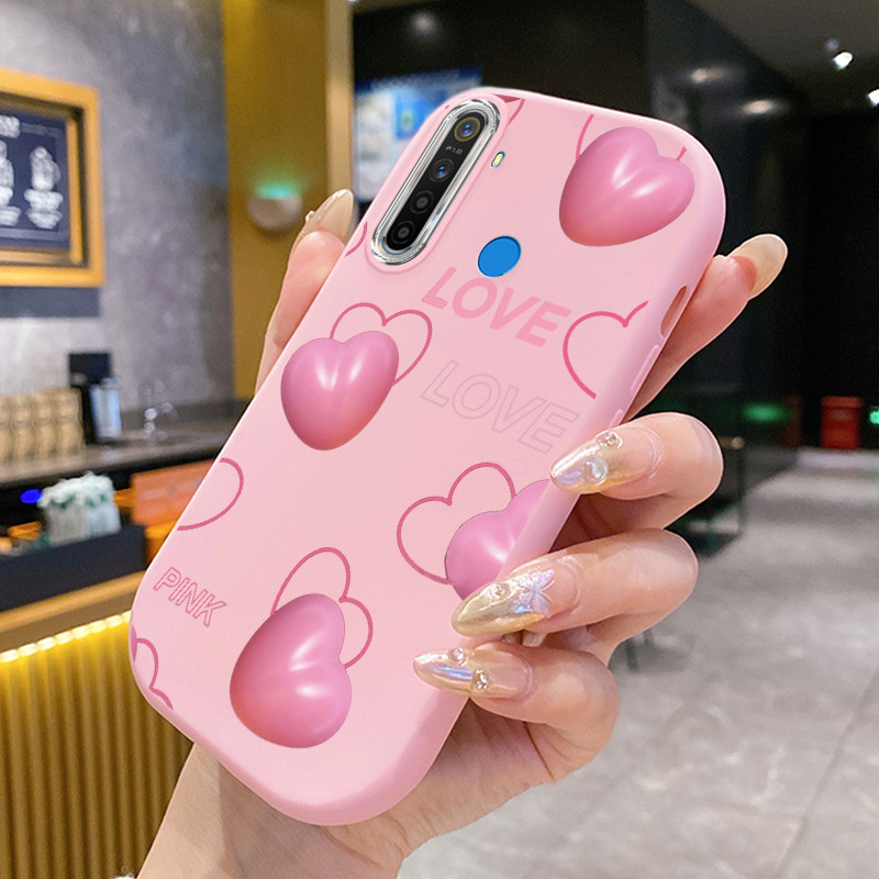 เคสสำหรับ Realme 5 5i 5s 6i C3 C3i 8 5G 8S 5G Q3 Q3i V13 5G Narzo 30 5G เคสโทรศัพท์รูปหัวใจ