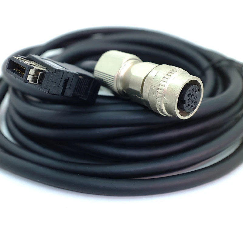 สายสัญญาณตอบรับตัวเข้ารหัสมอเตอร์ M70 <0>C V2E-8P/9P-5m 3m 8m 10m พร้อมปลั๊กตรงหรือข้อศอก