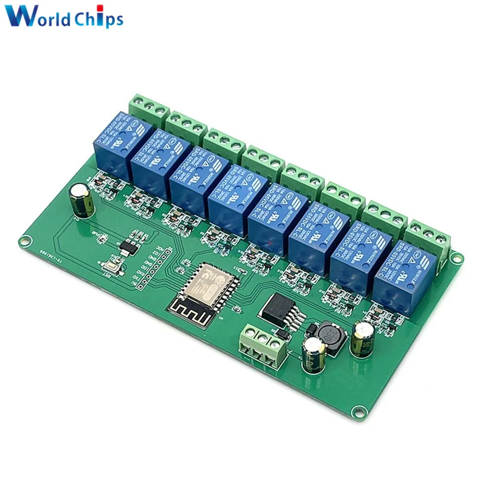 โมดูลรีเลย์ Wifi ESP8266 ESP-12F <0>DC 7-28V 5V 8 ช่องควบคุมสวิตช์สำหรับการควบคุมระยะไกล APP บ้านอัจ