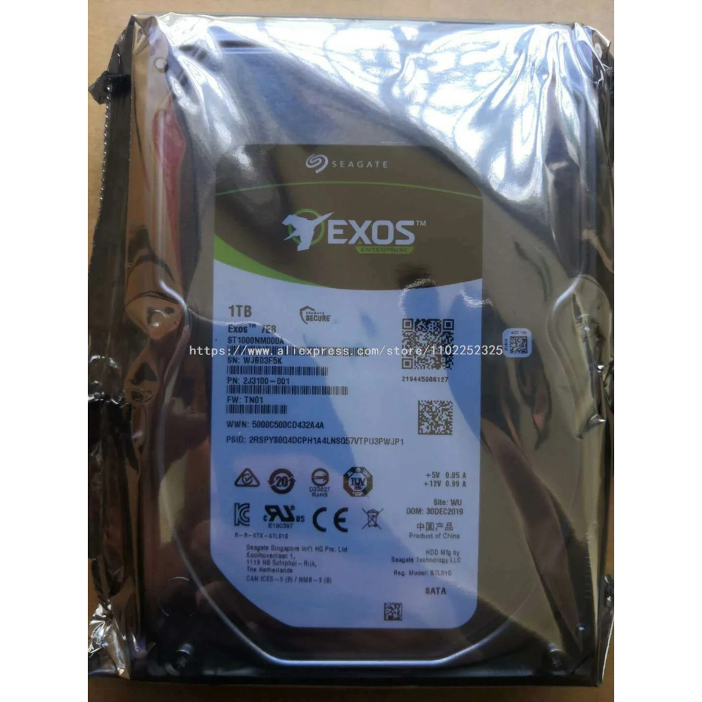 ⁂ สำหรับ Seagate Exos ฮาร์ดไดรฟ์7E8 1 TB ภายใน3.5 "SATA 6กิกะไบต์/วินาที7200Rpm ST1000NM000A ใหม่