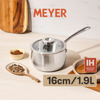 MEYER WHITE STEEL เครื่องครัวสเตนเลส สตีล หม้อด้ามขนาด 16 ซม./ 1.9 ลิตรพร้อมฝาแก้ว (71501-T)