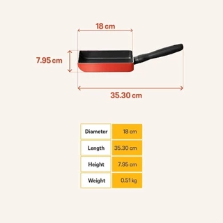 MEYER Bauhaus Induction กระทะไข่ม้วนพร้อมตะหลิวซิลิโคน ขนาด 18 ซม. Egg Roll Pan (11258-CE12)