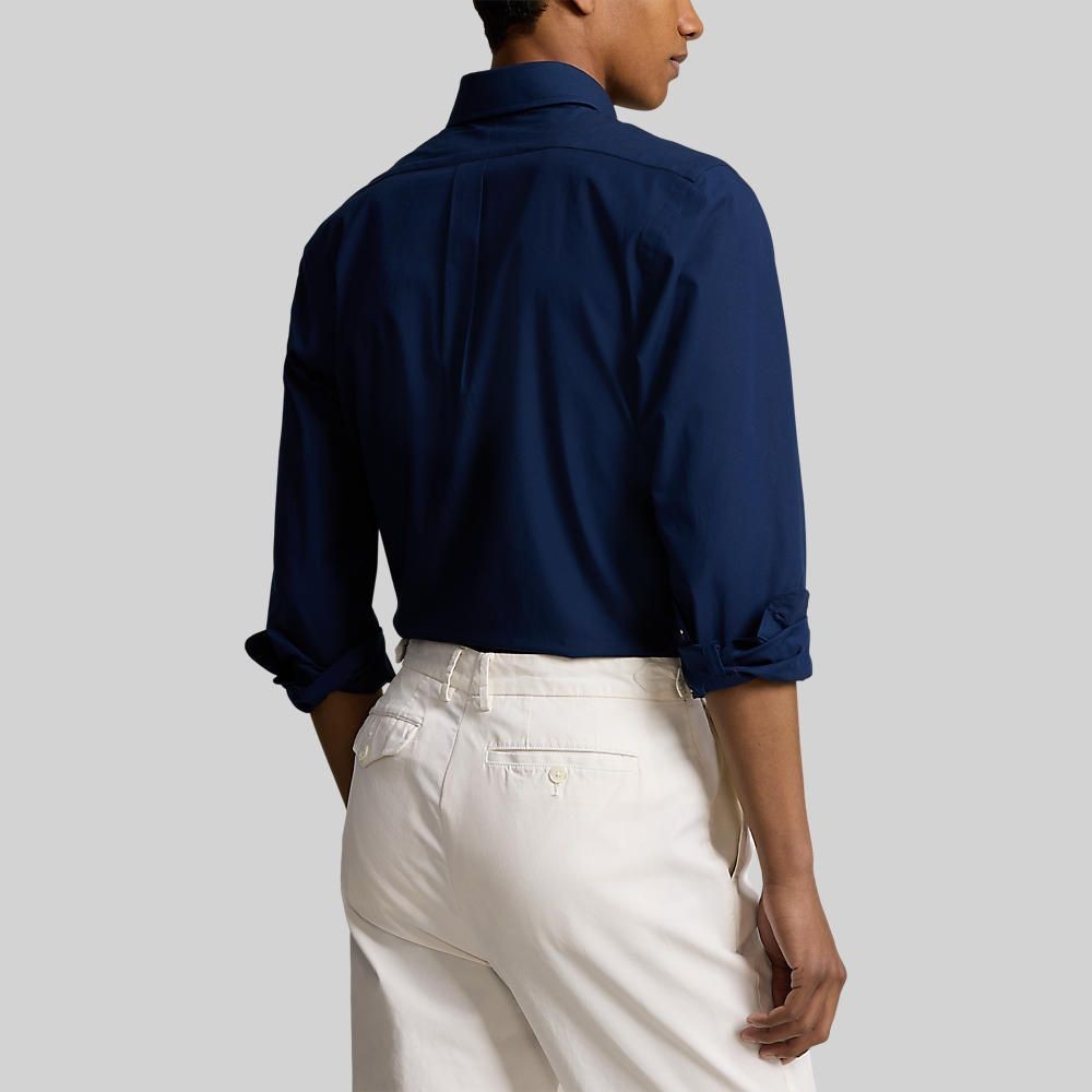 Polo Ralph Lauren เสื้อเชิ้ตผู้ชาย Custom Fit Stretch Poplin Shirt รุ่น MNPOWOV16823411 สีกรมท่า