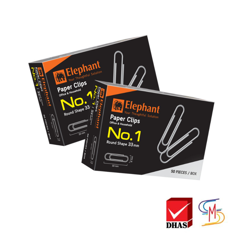 (แพ็ค10) Elephant ตราช้าง ลวดเสียบกระดาษ No.1 ขนาด 33 มม. จำนวน 10 กล่อง