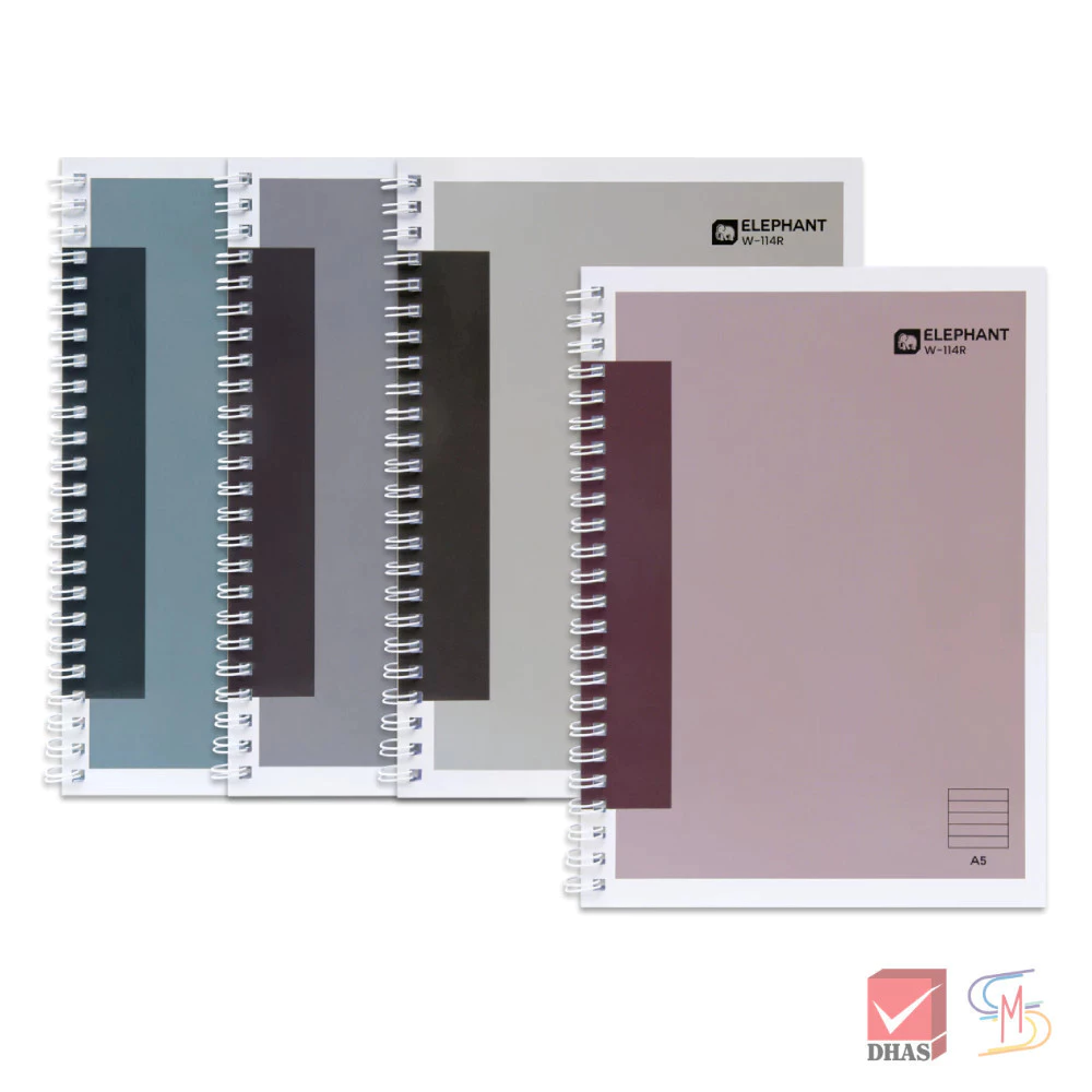 Elephant ตราช้าง สมุดริมลวด A5 60G 40S W-114R (คละสี) จำนวน 1 เล่ม