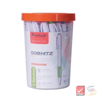 Quantum ควันตั้ม ปากกา ปากกาน้ำเงิน ปากกาโหล ปากกาลูกลื่น เจลโล่พลัส 008 Hitz น้ำเงิน 0.8 จำนวน 50 ด้าม