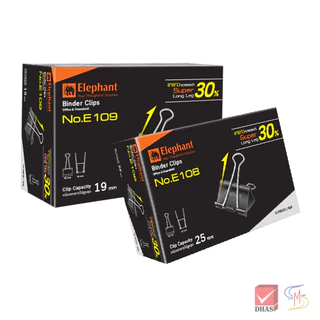 Elephant ตราช้าง คลิปหนีบกระดาษ คลิปดำ No. E108 และ E109 จำนวน 1 กล่อง