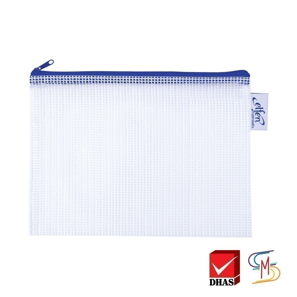 Elfen เอลเฟ่น แฟ้มซิป กระเป๋าซิป ตาข่าย S01 ขนาด A4 คละสี (12 ชิ้น/แพ็ค) - รูปที่ 2