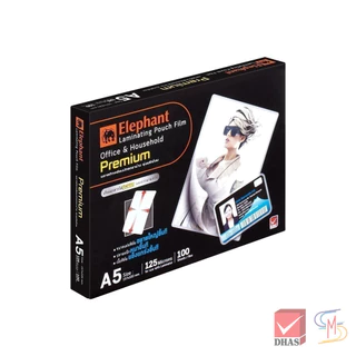 Elephant ตราช้าง ฟิล์มเคลือบบัตร Premium ขนาด A5 125 MIC. จำนวน 100 แผ่น/กล่อง
