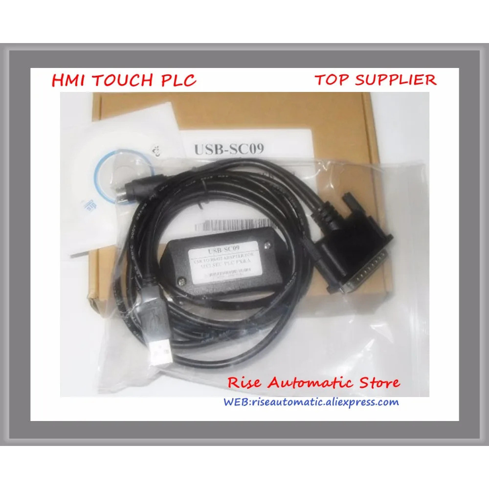 สายเคเบิลโปรแกรม USB-SC09 RS422 PLC สำหรับ FX และ A Series USBSC09 USB-SC09-FX ตัวบ่งชี้ใหม่ รองรับ 