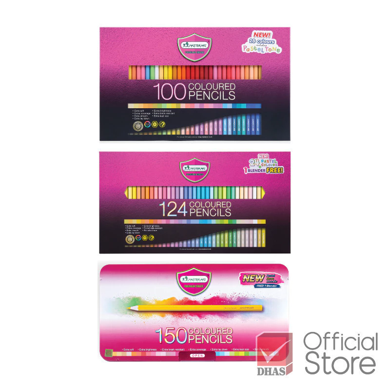 [ราคาพิเศษ 2 กล่อง] Master Art สีไม้ ดินสอสีไม้ แท่งยาว 100 สี 124 สี และ 150 สี รุ่นใหม่ จำนวน 2 กล่อง