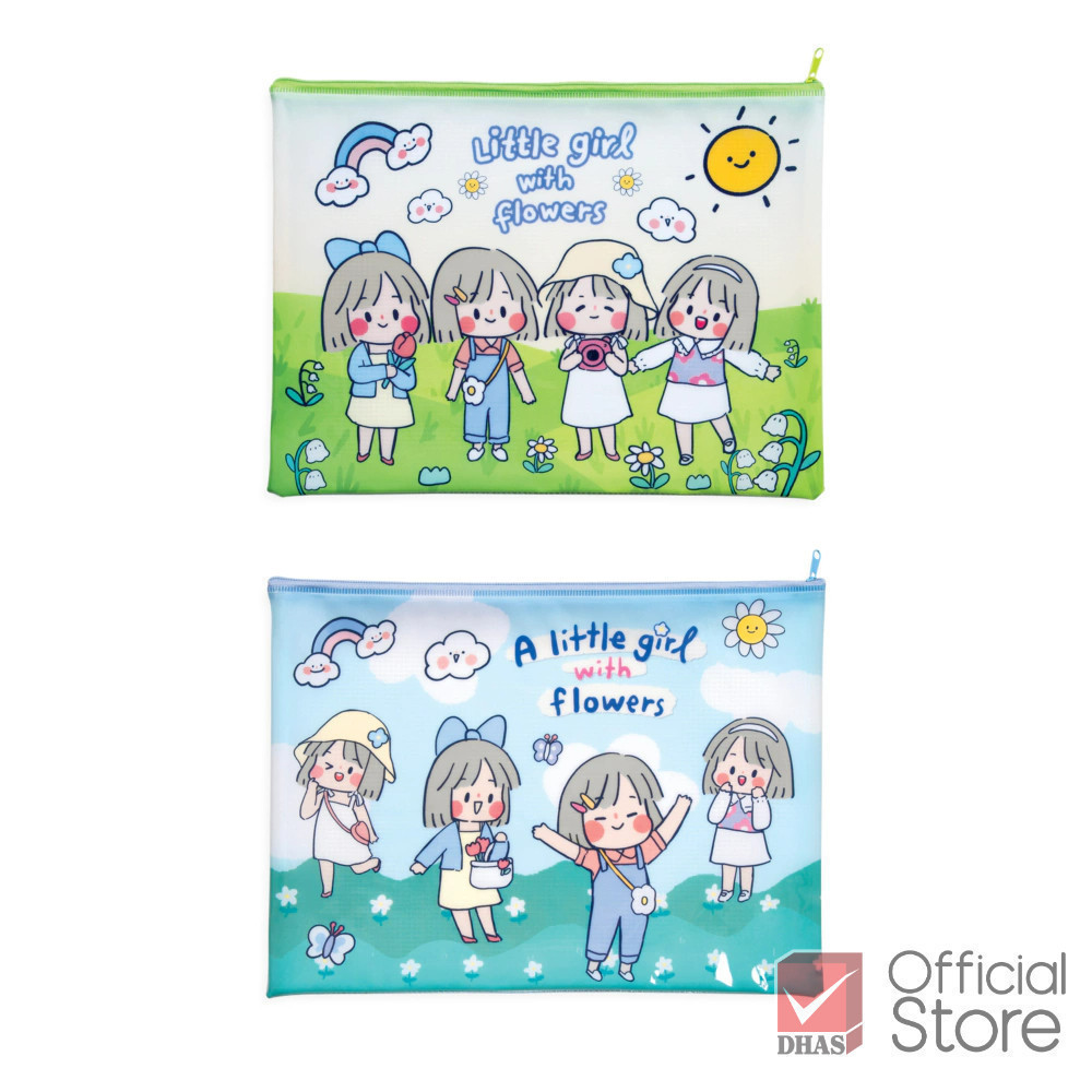 Elephant แฟ้มซิป กระเป๋าซิปพลาสติก A4 ซิบบิลแอนฟลาวเวอร์ (คละลาย) จำนวน 1 ชิ้น