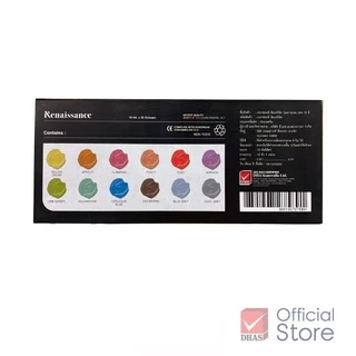 Renaissance สีอะคริลิค ชุดสีอะคริลิค 12 สี 12 มล. สีพาสเทล จำนวน 1 กล่อง