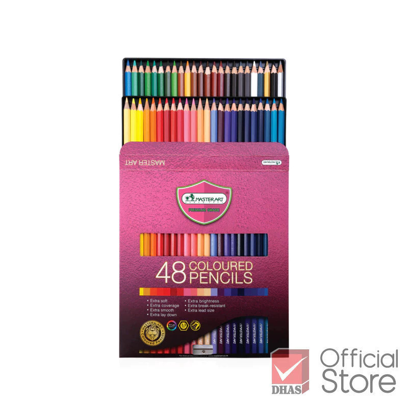 Master Art สีไม้ 48 สี รุ่นใหม่ (แท่งยาว) ระบายนุ่ม - 1 กล่อง