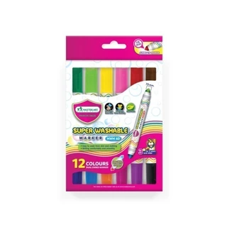Master Art สีเมจิก ปากกาเมจิก ล้างออกได้ รุ่น MWM 6D แบบ 2 หัว 12 สี สีเสริมพัฒนาการเด็กวัย 3 ขวบขึ้นไป