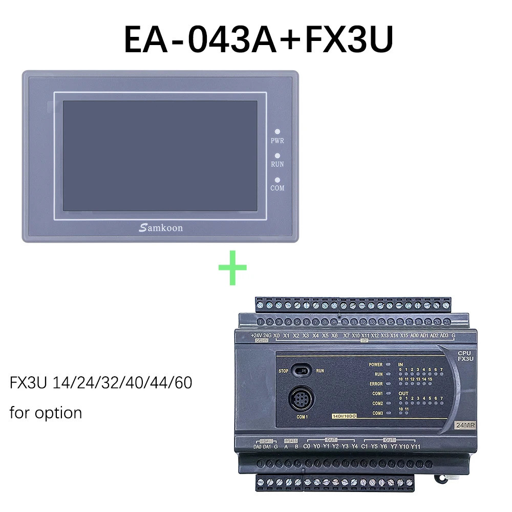 FX3U 14/20/24/32/40/44/60 MR/MT PLC รองรับอินพุตอนาล็อก Samkoon EA-043A 0-20mA พร้อมสายเคเบิล