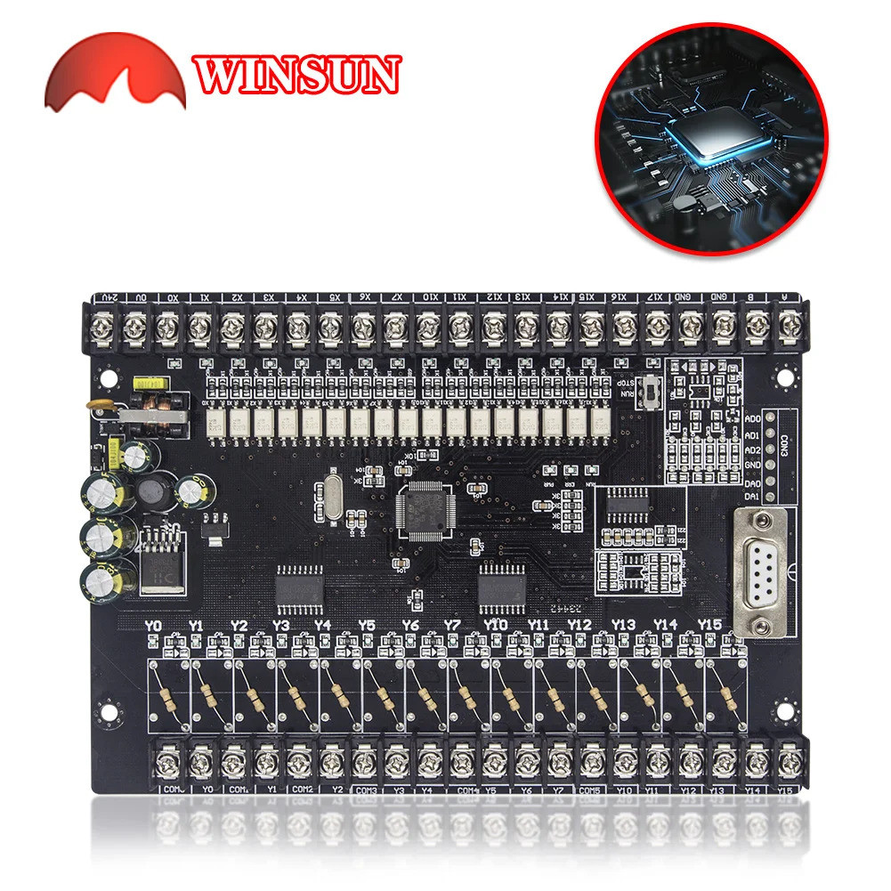 คอนโทรลเลอร์แบบกำหนดเอง FX1N-30MT บอร์ดทรานซิสเตอร์ แหล่งจ่ายไฟ DC24V 16 เข้า 14 ออก อนาล็อก I/O รอง