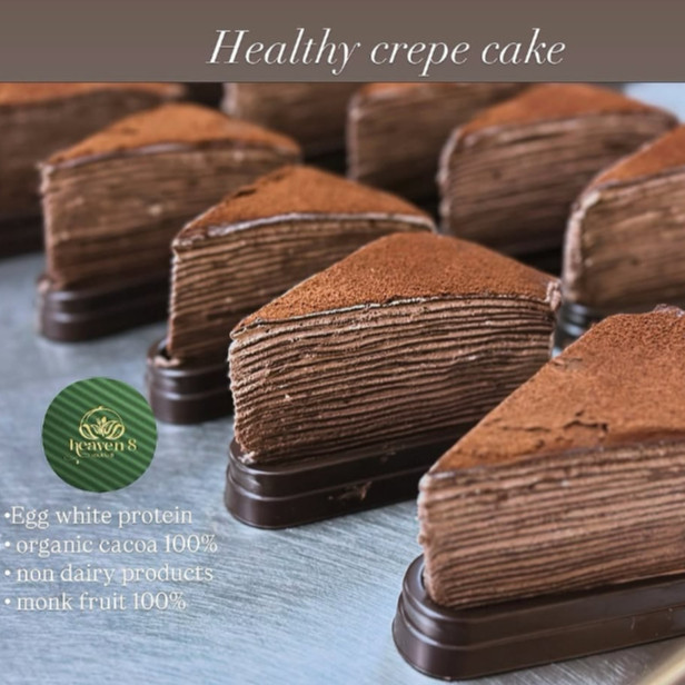 Heaven8: Egg white crepe cake เครปเค้กไข่ขาว ใช้หล่อฮั่งก๊วย0แคล ไม่มีน้ำตาล เนย นมวัว Heaven 8 Phuk
