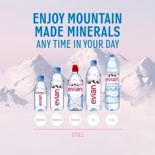 [ช้อป 3,000 ส่งฟรี กทม. และปริมณฑลบางพื้นที่] Evian Natural Mineral Water เอเวียง น้ำแร่ธรรมชาติ 1 ลิตร x 12 ขวด